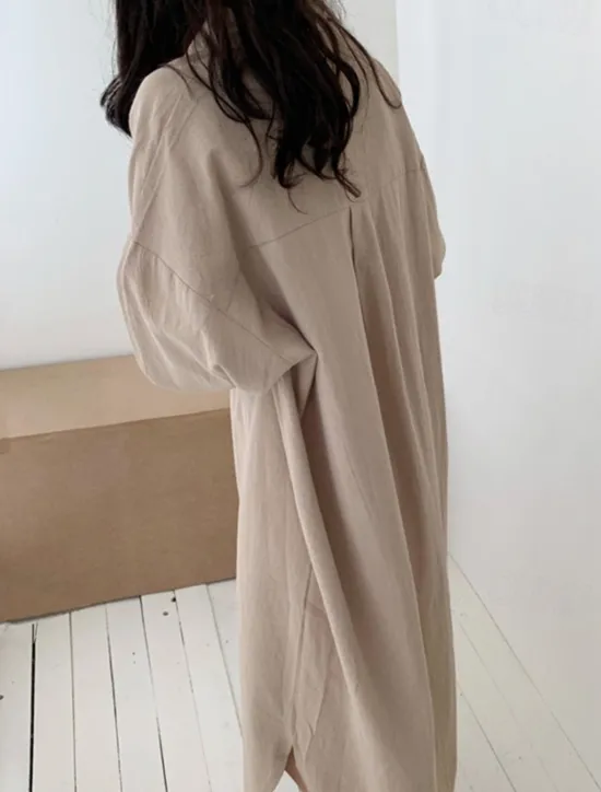 Clearance Women's Long Dress Maxi Dress Linen-Inspired Dresses Shirt Dress Casual Dress Stylish Casual Vacation Daily Date Regular Fit Plain Long Sleeve Lapel White Pink Navy Blue Khaki Summer Spring Women Dresses
