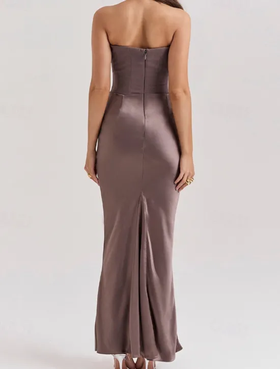New Women's Long Dress Maxi Dress White Dress Graduation Dress Prom Dress Party Dress Elegant Fashion Party Special Occasion Evening Party Regular Fit Plain Sleeveless Strapless Black White Pink Red Women White Dresses