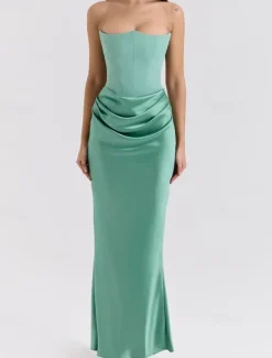 New Women's Long Dress Maxi Dress White Dress Graduation Dress Prom Dress Party Dress Elegant Fashion Party Special Occasion Evening Party Regular Fit Plain Sleeveless Strapless Black White Pink Red Women White Dresses