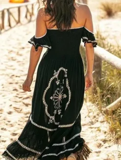 Hot Women's Long Dress Maxi Dress Casual Dress Summer Dress Boho Dress Fashion Outdoor Vacation Party Regular Fit Geometric Sleeveless Strapless Summer Spring Women Floral Dresses