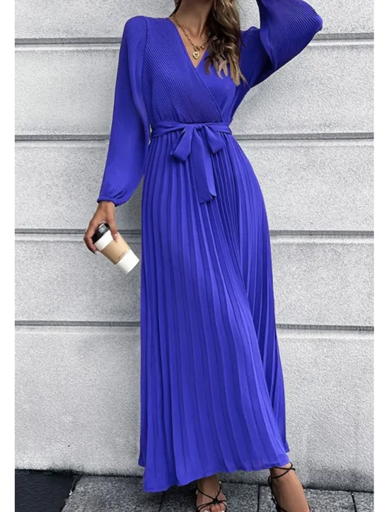 Hot Women's Long Dress Maxi Dress Cocktail Dress Ruched Dress Elegant Fashion Birthday Tea Party Going out Regular Fit Plain Long Sleeve V Neck Black Green Summer Women Cocktail Dress