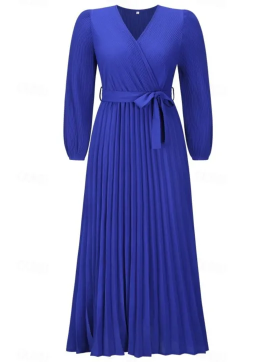 Hot Women's Long Dress Maxi Dress Cocktail Dress Ruched Dress Elegant Fashion Birthday Tea Party Going out Regular Fit Plain Long Sleeve V Neck Black Green Summer Women Cocktail Dress