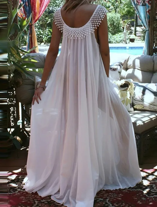 Women's Long Dress Maxi Dress Dress Graduation Dress Casual Dress Cotton Linen Dress Elegant Fashion Classic Outdoor Holiday Date Regular Fit Plain Sleeveless Crew Neck Black Summer Spring Women White Dresses