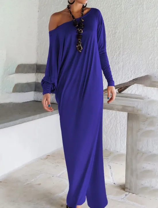 Sale Women's Long Dress Maxi Dress Casual Dress Classic Modern Outdoor Vacation Daily Regular Fit Plain Long Sleeve Crew Neck Black Blue Khaki Gray Summer Women T Shirt Dresses