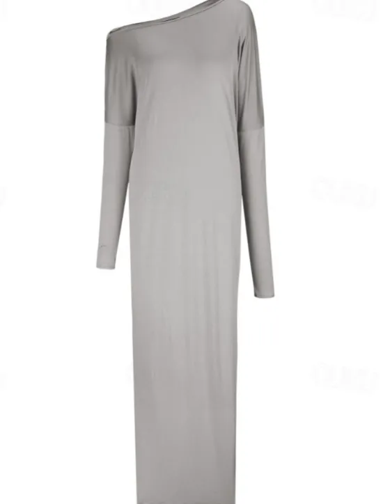 Sale Women's Long Dress Maxi Dress Casual Dress Classic Modern Outdoor Vacation Daily Regular Fit Plain Long Sleeve Crew Neck Black Blue Khaki Gray Summer Women T Shirt Dresses
