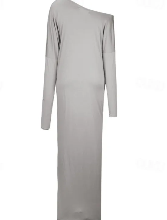 Sale Women's Long Dress Maxi Dress Casual Dress Classic Modern Outdoor Vacation Daily Regular Fit Plain Long Sleeve Crew Neck Black Blue Khaki Gray Summer Women T Shirt Dresses