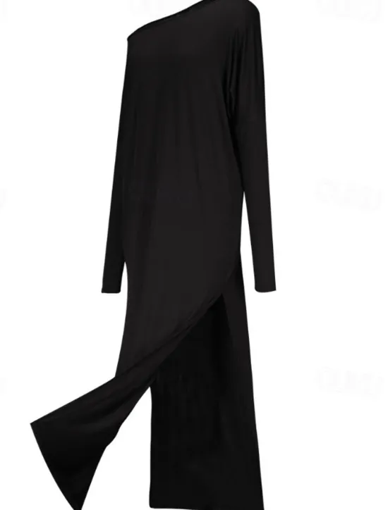 Sale Women's Long Dress Maxi Dress Casual Dress Classic Modern Outdoor Vacation Daily Regular Fit Plain Long Sleeve Crew Neck Black Blue Khaki Gray Summer Women T Shirt Dresses