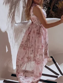 Discount Women's Long Dress Maxi Dress Casual Dress Swing Dress A Line Dress Summer Dress Hawaiian Maxi Boho Vacation Street Holiday Regular Fit Floral Sleeveless V Neck Yellow Pink Green Light Blue Summer Women Spring Dresses