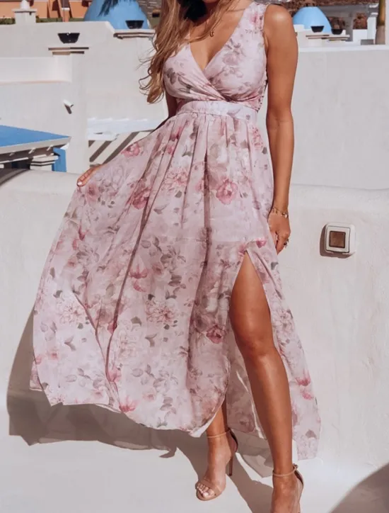 Discount Women's Long Dress Maxi Dress Casual Dress Swing Dress A Line Dress Summer Dress Hawaiian Maxi Boho Vacation Street Holiday Regular Fit Floral Sleeveless V Neck Yellow Pink Green Light Blue Summer Women Spring Dresses