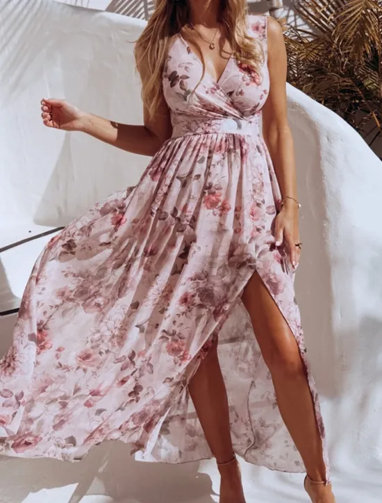 Discount Women's Long Dress Maxi Dress Casual Dress Swing Dress A Line Dress Summer Dress Hawaiian Maxi Boho Vacation Street Holiday Regular Fit Floral Sleeveless V Neck Yellow Pink Green Light Blue Summer Women Spring Dresses
