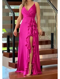 Hot Women's Long Dress Maxi Dress Prom Dress Party Dress Cocktail Dress Slip Dress Fashion Party Special Occasion Date Regular Fit Plain Sleeveless Spaghetti Strap Green Dark Blue Rose Red Summer Women Cocktail Dress