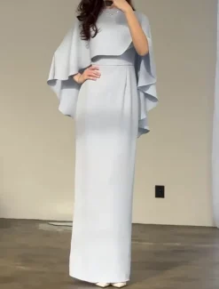 Clearance Women's Long Dress Maxi Dress Sheath Dress Elegant Stylish Wedding Party Engagement Regular Fit Solid Color Short Sleeve Crew Neck Summer Spring Fall Winter Women Cocktail Dress