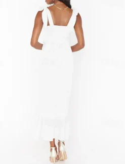 Best Women's Long Dress Maxi Dress Graduation Dress A Line Dress Summer Dress Cami Dress Elegant Stylish Vacation Daily Date Regular Fit Plain Sleeveless Square Neck Black White Light Green Pink Summer Women White Dresses