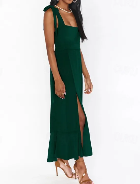 Best Women's Long Dress Maxi Dress Graduation Dress A Line Dress Summer Dress Cami Dress Elegant Stylish Vacation Daily Date Regular Fit Plain Sleeveless Square Neck Black White Light Green Pink Summer Women White Dresses