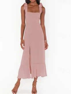Best Women's Long Dress Maxi Dress Graduation Dress A Line Dress Summer Dress Cami Dress Elegant Stylish Vacation Daily Date Regular Fit Plain Sleeveless Square Neck Black White Light Green Pink Summer Women White Dresses