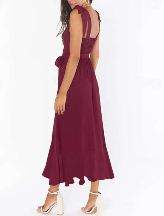 Best Women's Long Dress Maxi Dress Graduation Dress A Line Dress Summer Dress Cami Dress Elegant Stylish Vacation Daily Date Regular Fit Plain Sleeveless Square Neck Black White Light Green Pink Summer Women White Dresses