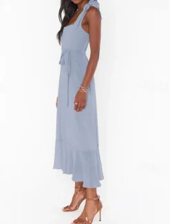 Best Women's Long Dress Maxi Dress Graduation Dress A Line Dress Summer Dress Cami Dress Elegant Stylish Vacation Daily Date Regular Fit Plain Sleeveless Square Neck Black White Light Green Pink Summer Women White Dresses