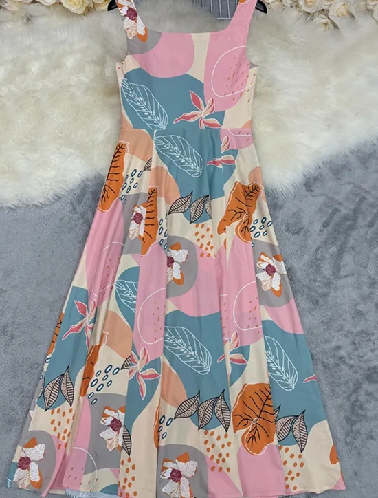 Hot Women's Long Dress Maxi Dress Floral Dress Print Dress Fashion Modern Outdoor Vacation Holiday Regular Fit Flower Sleeveless U Neck Summer Women Floral Dresses