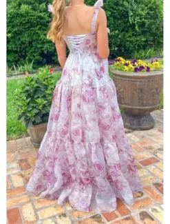 Discount Women's Long Dress Maxi Dress Party Dress Cocktail Dress Fashion Party Special Occasion Regular Fit Flower Sleeveless Spaghetti Strap Blue Light Purple Summer Women Floral Dresses