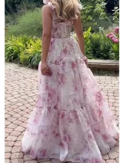Discount Women's Long Dress Maxi Dress Party Dress Cocktail Dress Fashion Party Special Occasion Regular Fit Flower Sleeveless Spaghetti Strap Blue Light Purple Summer Women Floral Dresses