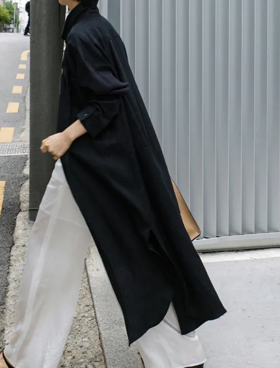 Online Women's Long Dress Maxi Dress Linen-Inspired Dresses Shirt Dress Casual Dress Cotton Linen Dress Stylish Casual Vacation Daily Date Regular Fit Plain Long Sleeve Lapel Black Navy Blue Apricot Summer Women Dresses