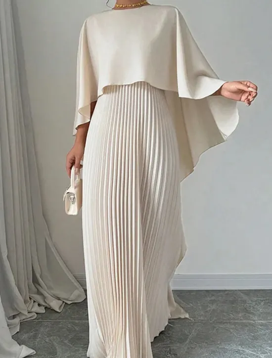 New Women's Long Dress Maxi Dress Casual Dress Fashion Batwing Sleeve Outdoor Party Holiday Regular Fit Plain Long Sleeve Crew Neck Black Red Beige Summer Women Work Dresses