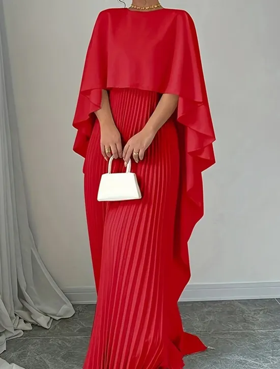 New Women's Long Dress Maxi Dress Casual Dress Fashion Batwing Sleeve Outdoor Party Holiday Regular Fit Plain Long Sleeve Crew Neck Black Red Beige Summer Women Work Dresses
