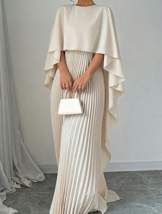 New Women's Long Dress Maxi Dress Casual Dress Fashion Batwing Sleeve Outdoor Party Holiday Regular Fit Plain Long Sleeve Crew Neck Black Red Beige Summer Women Work Dresses
