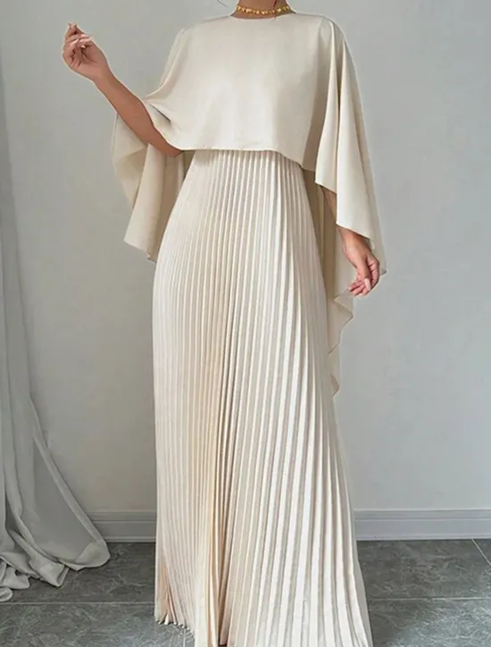 New Women's Long Dress Maxi Dress Casual Dress Fashion Batwing Sleeve Outdoor Party Holiday Regular Fit Plain Long Sleeve Crew Neck Black Red Beige Summer Women Work Dresses