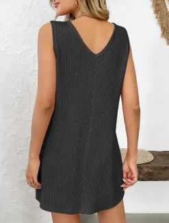 New Women's Long Dress Maxi Dress Casual Dress Tank Dress Stylish Casual Vacation Casual Daily Regular Fit Plain Sleeveless V Neck Pink Dark Gray Gray Summer Spring Women Sundresses