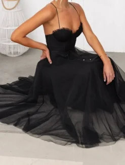 Discount Women's Long Dress Maxi Dress Casual Dress Cocktail Dress Wedding Guest Dress Chiffon Dress Fashion Outdoor Party Holiday Regular Fit Plain Sleeveless V Neck Black Pink Brown Summer Women Cocktail Dress