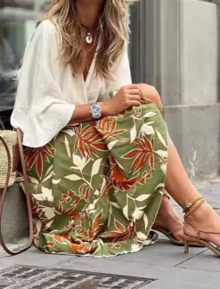 Discount Women's Long Skirt Maxi Skirts Patchwork Floral Graphic Vacation Street Summer Elegant Vintage Women Skirts