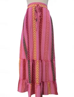 Online Women's Long Skirt Maxi Skirts Irregular Hem Graphic Vacation Beach Summer Bohemia Women Skirts