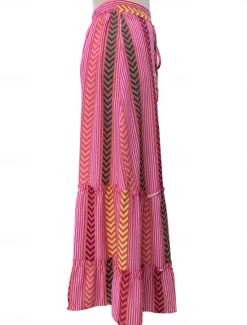 Online Women's Long Skirt Maxi Skirts Irregular Hem Graphic Vacation Beach Summer Bohemia Women Skirts