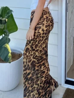 Hot Women's Long Skirt Pencil Skirt Hawaiian Dressy Midi Mid Waist Skirts Inelastic Vacation Party Summer Polyester Women Skirts