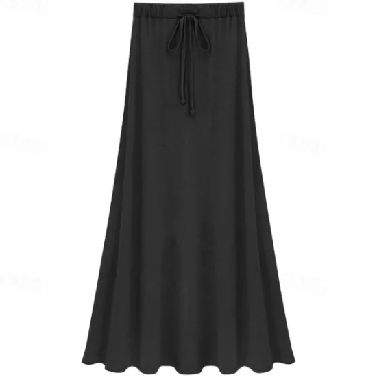 Hot Women's Long Skirt Skirts Split Ends Solid Colored Daily Vacation Spring & Summer Cotton coastal grandma style Basic Casual Mermaid Black Grey Women Skirts