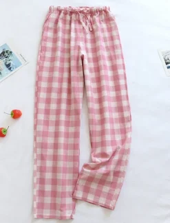 Hot Women's Loungewear Pants Lounge Pants Grid / Plaid Fashion Casual Soft Home Street Daily Cotton Breathable Long Pant Elastic Waist Fall Winter Home Outfits Women Sleepwear