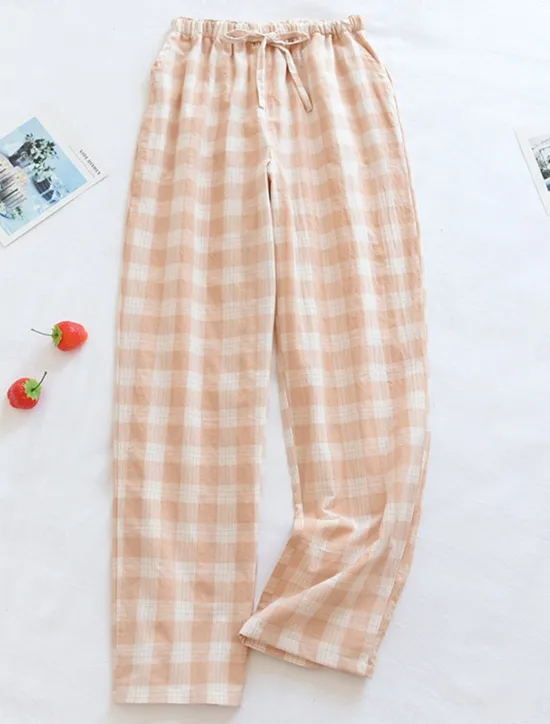 Hot Women's Loungewear Pants Lounge Pants Grid / Plaid Fashion Casual Soft Home Street Daily Cotton Breathable Long Pant Elastic Waist Fall Winter Home Outfits Women Sleepwear