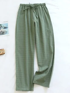 Hot Women's Loungewear Pants Lounge Pants Grid / Plaid Fashion Casual Soft Home Street Daily Cotton Breathable Long Pant Elastic Waist Fall Winter Home Outfits Women Sleepwear