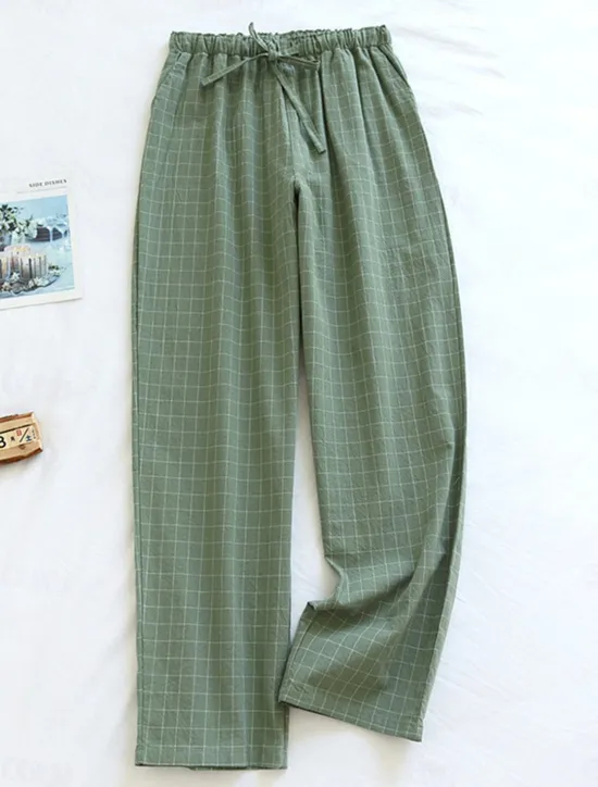 Hot Women's Loungewear Pants Lounge Pants Grid / Plaid Fashion Casual Soft Home Street Daily Cotton Breathable Long Pant Elastic Waist Fall Winter Home Outfits Women Sleepwear