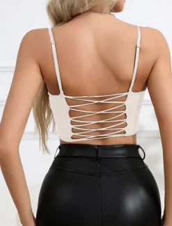 Sale Women's Loungewear Pure Color Corsets Carnival Party Valentine's Day Breathable Straps Sleeveless Lace Backless Chest pads Summer Spring Home Outfits Women Shapewear