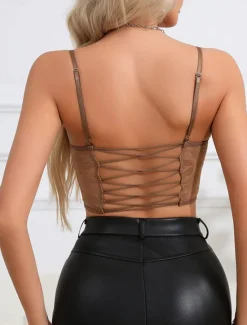 Sale Women's Loungewear Pure Color Corsets Carnival Party Valentine's Day Breathable Straps Sleeveless Lace Backless Chest pads Summer Spring Home Outfits Women Shapewear