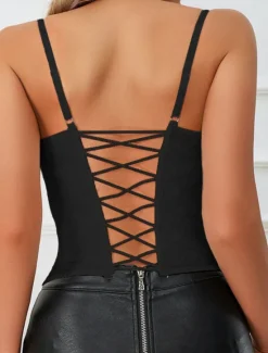 Hot Women's Loungewear Pure Color Corsets Carnival Party Valentine's Day Breathable Straps Sleeveless Lace Backless Summer Spring Home Outfits Women Shapewear