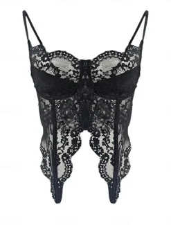 Online Women's Loungewear Pure Color Corsets Carnival Party Valentine's Day Breathable Straps Sleeveless Lace Backless Summer Spring Home Outfits Women Shapewear