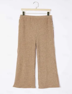 Women's Loungewear Sets Pure Color Casual Comfort Soft Home Daily Vacation Knit Breathable V Wire Long Sleeve Sweater Pant Fall Winter Home Outfits Women Pajama-Setter
