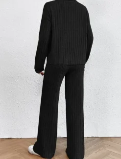 Women's Loungewear Sets Pure Color Casual Comfort Soft Home Street Daily Breathable High Neck Long Sleeve Sweater Pant Fall Winter Home Outfits Women Pajama-Setter