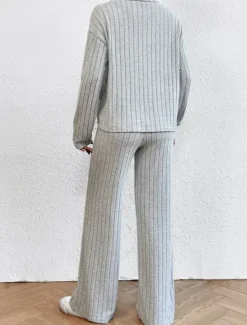 Women's Loungewear Sets Pure Color Casual Comfort Soft Home Street Daily Breathable High Neck Long Sleeve Sweater Pant Fall Winter Home Outfits Women Pajama-Setter