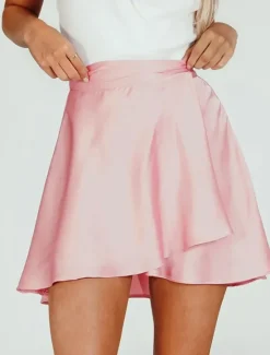 Best Women's Mardi Gras Skirt A Line Mini High Waist Skirts Bow Solid Colored Daily Holiday Summer Satin Fashion Casual Wine Black-White Black Pink Carnival Theme Women Skirts