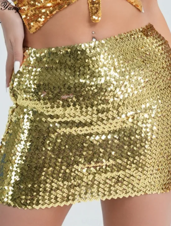 Sale Women's Mardi Gras Skirt Bodycon Sparkly Skirt Mini Skirts Sequins Solid Colored Performance Party Summer Fashion Sexy Black Silver Golden Red Carnival Theme Women Skirts