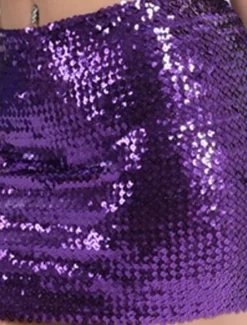 Sale Women's Mardi Gras Skirt Bodycon Sparkly Skirt Mini Skirts Sequins Solid Colored Performance Party Summer Fashion Sexy Black Silver Golden Red Carnival Theme Women Skirts